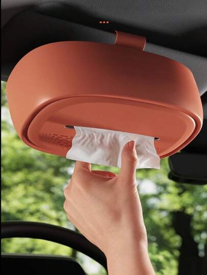 1pc Universal Car Paper Towel Box Holder, Silicone Hanging Tissue Box Dispenser For Car Interior Console, Armrest, Sun Visor, With Straps
