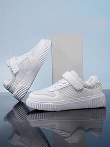 Summer Mesh Sneakers For Boys And Girls, Chunky Chunky Sneakers, Soft Bottom, Lightweight, Platform, Versatile Casual Sports Shoes, Student Style - White - View 4