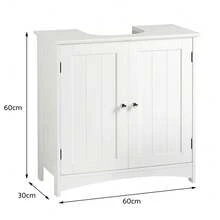 Mobile lavabo per il bagno, mobile bagno sottolavabo a 2 livelli con 2 ante, bianco 60x30x60cm