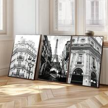 1/3 件巴黎时尚塔复古女孩黑白墙面艺术帆布画北欧海报和印刷品客厅墙壁照片绘画海报可选框架﻿ - A 無框 - 查看 12