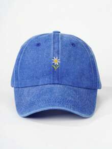 1pc Women's Embroidered Daisy Washed Baseball Cap, Adjustable Outdoor Sun Protection Casual Hat Suitable For Spring, Autumn, Travel, Beach, Also Applicable For Young Men Y2K Style Cap - Baseball Cap - View 16