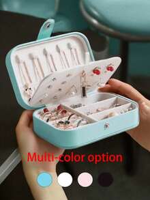 1 件便携式珠宝盒、珠宝收纳盒、配饰整理盒、多层珠宝架、适用于项链、戒指、耳环、手镯、美甲、 PU 材质亲肤、送给妈妈、女朋友、妻子、最好的朋友、旅行伴侣的绝佳礼物、存放项链、戒指、耳环、珠宝配饰、婚礼装饰、节日礼物、母亲节礼物，适合女性收纳整理器旅行必需品返校宿舍收纳