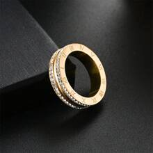 1pc Stainless Steel Starry Cubic Zirconia Eternity Ring, Non-Fading Jewelry, Fashion Couple's Ring, Minimalist Design, Versatile For All Seasons