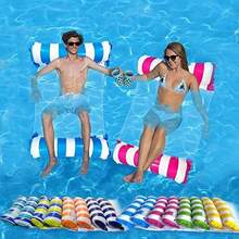 1pc Foldable Floating Water Hammock, Inflatable Pool Float Lounger, Swimming Pool Accessories, Beach Essential - Multicolor - View 2
