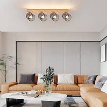 homefire Ceiling Spotlight 4-Flame Ceiling Lamp Wood - Ceiling Light E14 Spotlight Kitchen Lamp LED Swiveling Vintage Black/White Spotlights For Living Room Bedroom Hallway Kitchen Without Bulbs