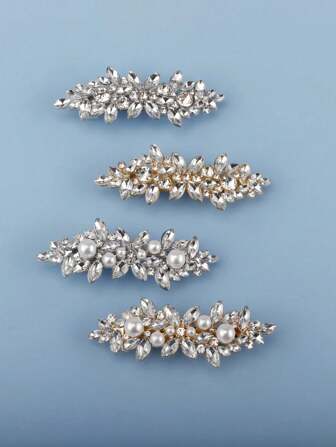 1 st. Modieuze elegante haarspeld voor dames, decoratie met strass en parels, bruidshoofddeksel