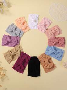 12pcs Assorted Muted Color Cute Baby Nylon Headband Soft Elastic Hair Accessories - Multicolor - View 3