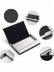 名片夹大容量 PU 收纳盒，适用于办公室、展会学校用品、返校季的便携式收纳盒 - 皮質商務名片夾 - 查看 2