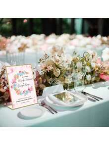 1/3/6pcs,Gold Borders Acrylic Sign Holder Picture Frame Display Stand Clear Paper Holder Table Menu Stands For Wedding Office Restaurant - Gold - View 7