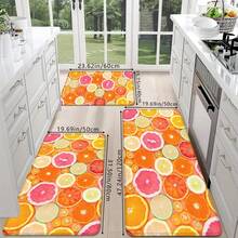 1 件夏季新鲜橙子和柠檬片水果印花门垫，柔软防滑吸水可机洗矩形短绒地毯，家居装饰地毯，适用于浴室、卧室、厨房、洗衣房 - 彩色 - 查看 8