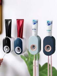 Dust-Proof Automatic Toothpaste Dispenser And Squeezer, For Wall-Mounted Toothbrush Holders, Bathroom Organizer And Storage, Holiday Gift, Bathroom Decor, Toothbrush And Toothpaste Storage Fall Decor Back To School