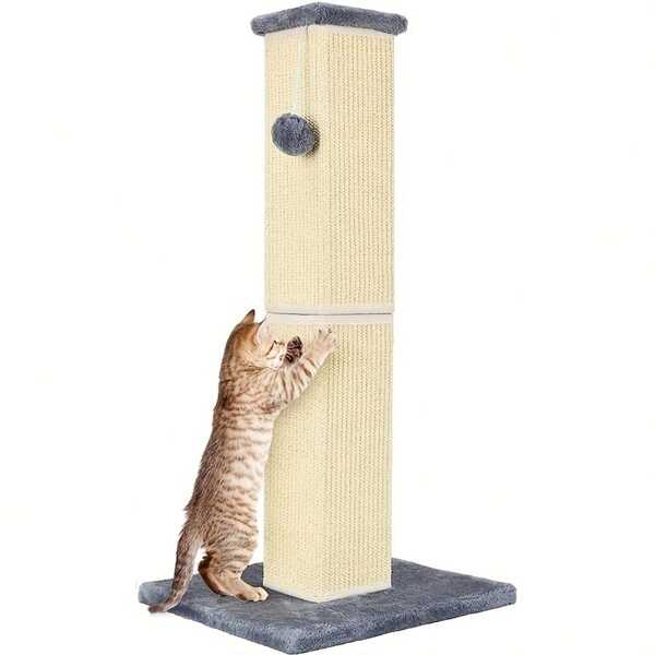 Tiragraffi 32 pollici (circa 81,2 cm) per gatti grandi e gattini da interno, tiragraffi in sisal naturale alto, graffiatoio in sisal per migliorare le abitudini di graffiatura del gatto, proteggere i tuoi mobili, grigio