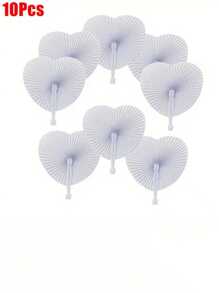 10pcs White Folding Handheld Organ Fan With Plastic Handle, Portable And Lightweight Wedding Birthday Party Decoration Fan, Can Be Customized DIY Blank Surface, Bag Stuffing And Celebration Decoration, Mobile Accessories | Modern Design | Smooth Texture