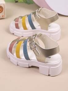 Giày sandal La Mã thời trang cho bé gái, giày cao gót đế xuồng, giày công chúa thanh lịch, thích hợp cho đi mua sắm hàng ngày, dự tiệc và đi biển. - Nhiều màu - Xem 6