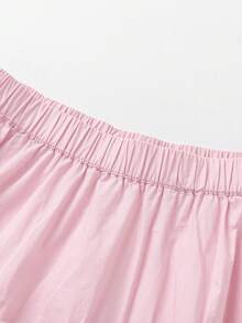 Balabala 2 Stück/Set Mädchen Einfarbiges Oberteil mit Schleife und Mini Rock, süß & modisch für den Sommer - Rosa - Übersicht 8