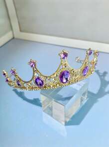 1pc Girls Crystal Crown Headband, Luxury Princess Crown Hair Accessories For Children