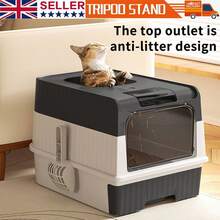 Living And Home Fully Enclosed Cat Litter Box With And Anti-Splash Tray,Large Hooded Cat Toilet,Safe And Durable Cat Pan,Kitten Litter Tray With Scoop - Negro - Ver 1