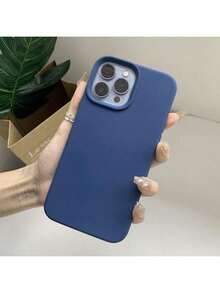 1pc Luxury Liquid Silicone Phone Case Compatible With Apple Phone 17 Air 16e 11 13 12 14 15 Pro Max Cases Phone 16 Pro Max Shockproof Protective Cover - Royal Blue - View 3