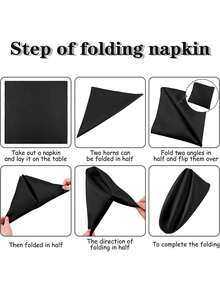 4/8/12/16 Pcs Elegant Black Satin Square Napkins - 17 Inch Soft Napkins, Suitable For Weddings, Parties, Banquets And Restaurants. Smooth Wrinkle-Resistant Design For Fashionable Table Decor. - Black - View 4