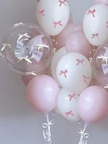 57/112件装粉白蝴蝶结气球套装，包含透明泡泡气球、粉白丝带和胶水，是生日、周年纪念日、婚礼、情人节、母亲节、圣诞节等派对的必备装饰品，也是居家圣诞礼物和圣诞装饰的理想之选。 - 粉色 - 查看 4