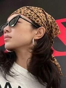 1pc Women 2025 Spring/Summer Fashion Lightweight Leopard Print Bandana Head Scarf, Stylish Minimalist Headscarf, Suitable For All Seasons - Multicolor - View 4