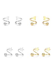 1 件 S925 纯银爱心星银杏叶简约小扭螺丝肚脐钉简约时尚休闲肚脐钉送给女朋友适合女孩的日常佩戴适合女孩，女孩的日常装，送给女朋友、母亲、姐妹的最佳礼物