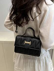 Women's New Stone Texture Fashion Crossbody Bag, Vintage Small Square Handbag, Spring/Summer - Black - View 6