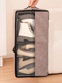 1pc/2pcs Transparent Divider Shoe Box Organizer For Underbed Storage, Dustproof And Space-Saving Shoe Storage Bin For Boots And Sneakers, Clear Lightweight Case With Removable Divider, Ideal For Dorm Rooms, Small Apartments, And Wardrobes; Keeps Footwear Dust-Free, Easily Stackable, Perfect For Seasonal Closets And Spring/Summer Rotations, Maximizes Closet Space, Quick Access And Neat Display - Grey - View 6