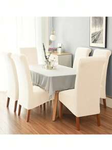 Pokrowce na krzesła do jadalni Zestaw 4 pokrowców na krzesła Pokrowce na krzesła do jadalni Elastyczne pokrowce na krzesła kuchenne Parsons, beżowe, XL Pokrowce na krzesła do jadalni Elastyczne pokrowce na krzesła z wysokim oparciem z żakardu do salonu Kuchnia Możliwość prania w pralce