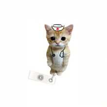 1pc/2pcs Retractable Nurse Cat & Doctor Cat Badge Reel Set – Cute Acrylic (PMMA) ID Card Holders With Stethoscope & Stethoscope Designs, Perfect Gift For Nursing Students, Healthcare Workers, Nurses – Nurse Appreciation Day,School Supplies,Back To School