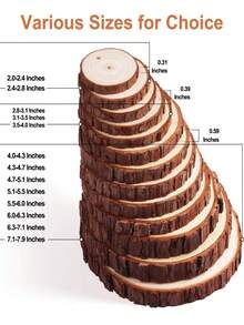 15 natürliche runde Holzscheiben, 2,4–4,0 Zoll großes Holzbausatz mit vorgebohrten Löchern, handgefertigte Holzkreise für Untersetzer, rustikale Hochzeit, handbemalte Weihnachtsdekoration, DIY-Bastelarbeiten