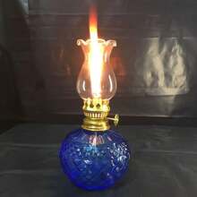 Exquisite Retro Glass Oil Lamp Thickened Without Tilting Artificially Blown Embossed Lampshade Glass Lamp