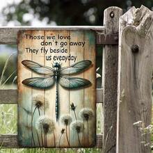1PC Tin Sign 2D Flat, Dragonfly With Inspirational Quote, Those We Love Do Not Go Away, Vintage Garden Art, Rustic Wall Decor, Perfect For Living Room Or Garden, 8x12 Inches/ 20x30 Cm - 8x12 inch/20x30cm-1 cái - Xem 9