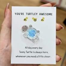 10pcs You're Turtley Awesome, Pocket Turtle Hug, Cheer Up Card With Luminous Glitter Turtle Pendants, Inspirational Gift For Family, Friends And Coworkers, Small Business Supplies, Thank You Cards, Birthday Gift, Cards, Unusual Items, Mother's Day, Wedding Gifts, Graduation, New Term