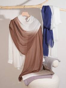 1PC 75*185cm Solid Color Gradual Change Short Tassel Scarf Shawls And Wraps Summer Soft Lightweight Multi-Functional Accessories Large Over Size Silky Feeling Unisex Evening Dresses Party Travel Office Wedding Evening Dresses Gift - Scarf - View 1