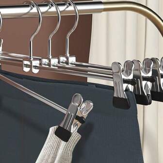 Galvanized Pants Rack, Multi-Functional Retractable Clothes Hanger, Sturdy Clip Drying Rack For Home Use