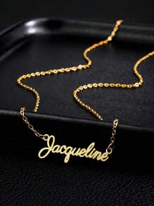 Customized Stainless Steel Name Necklace, Personalized Matte Simple Custom English Alphabet Font, Suitable Gift For Couples, Friends, Mother's Day, High-End Gift For Mom, Gold Fashion Jewelry Choker, Perfect Gift For Anniversary, Wedding, Friends Gathering, Back To School, Classmate Reunion,Gold,Stylish,Colorful,Vintage,Simple,Unisex,Casual,Cuties,Custom,Personalized,Unique,Ideal Gifts For Him,Ideal Gifts For Her,Her,Boyfriend,Girlfriend,Dad,Mom,Family,Friends,For Anniversaries,For Birthdays,For Graduation,For Prom,For Party,Jewelry,Jewelry