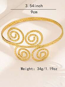 Wear A Fashionable, Exaggerated, Retro And Unique Spiral Metal Multi-Layer Opening Women's Armband - Gold - View 4