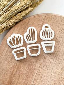 6Pcs Polymer Clay Cutters Cactus, Boho Clay Earring Cutters, Spring Clay Cutters Kits, Polymer Clay Tools For Clay Jewelry Making - CactusCutter - View 2