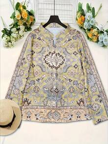 Blusa de manga larga informal de estilo occidental para el trabajo para mujeres - Multicolor - Ver 3