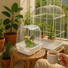 透明鸟浴笼，鹦鹉浴室，户外鸟浴区，喂鸟笼，仓鼠日常用品，鸟挂配件，宠物鸟用品，PVC鸟笼，底部防滑，安装简单，适合鹦鹉和小鸟，是鸟类爱好者的完美礼物 - 彩色 - 查看 2