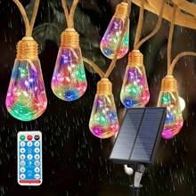 1pc Solar Powered Fairy String Lights, Solar Powered Vintage Gourd Rope Lights With 16 Bulbs, 8 Illumination Modes, Waterproof String Lights For Outdoor Patio, Balcony, Fence, Garden, Christmas Decor