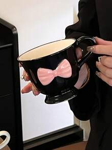 1 件可爱 3D 蝴蝶结陶瓷杯，高美感蝴蝶结咖啡杯，适合女孩和女士，生日/节日礼物