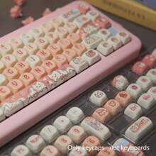 142 Keys Party Kitten Keycaps, Cute Cat-Shaped MAO Height Personalized Keycaps, PBT Dye-Sublimated, Suitable For 61/75/87/98/100 Keyboards