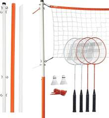 Franklin Sports - Juego de Red de bádminton para Exteriores + Red de bádminton de Playa + Juego de Equipos, (4) Raquetas + (2) Birdies + Red portátil incluida, Juego de Adultos + niños - Motor de arranque - Ver 5