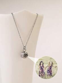 1 pieza Collar con proyección de foto personalizado, collar minimalista de acero inoxidable con proyección de foto, collar de mujer con forma redonda y foto proyectada incorporada, collar de foto personalizado para mujer, collar de foto conmemorativo personalizado, regalo para la novia, collar de proyección de foto personalizable con color, collar de recuerdo familiar, collar de foto para el Día de la Madre