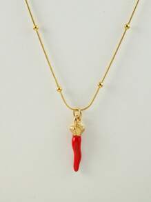 Colar de corrente de cobra dourada com pingente criativo de frutas, cereja e morango, acessório de colar feminino para férias de verão na praia, 1 peça