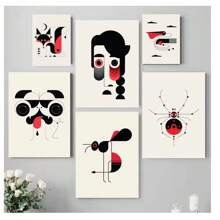 1pc Frameless Scandinavian Animal Art Canvas Printing Poster Modern Minimalist Geometric Dogfish Poster Abstract Line Wall Art Living Room Bedroom Coffee Shop Children's Room Wall Decoration Home Decoration ,Wall Art With Frame
