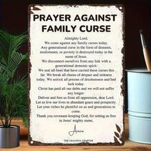1PC Prayer Against Family Curse Tin Sign, Spiritual Wall Art, Motivational Quote, Family Protection, High-Quality Metal, Inspirational, Family Blessing, Spiritual Decor, Protective, 8x12 Inches - 8x12 inch/20x30cm-1 cái - Xem 8