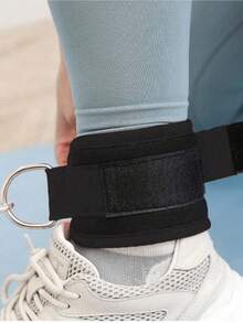 1pc Ankle Resistance Band, Leg/Ankle Resistance Training Band Fitness Equipment For Hip Workout, Glute Exercise Strap (With Kickback) For Men And Women (Metal Ring And Resistance Band Color Is Random) - Black - View 8